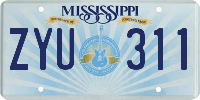 MS license plate ZYU311