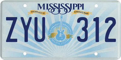 MS license plate ZYU312