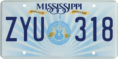 MS license plate ZYU318