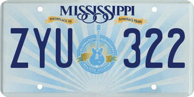 MS license plate ZYU322