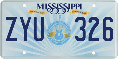 MS license plate ZYU326