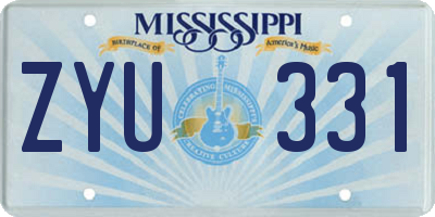 MS license plate ZYU331