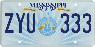 MS license plate ZYU333