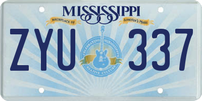 MS license plate ZYU337