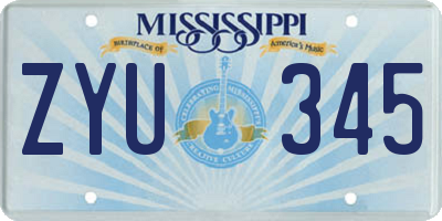 MS license plate ZYU345