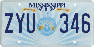 MS license plate ZYU346