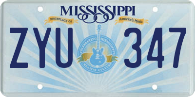 MS license plate ZYU347