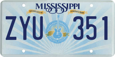MS license plate ZYU351