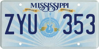 MS license plate ZYU353