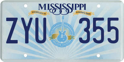 MS license plate ZYU355