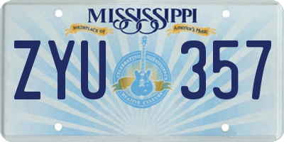 MS license plate ZYU357