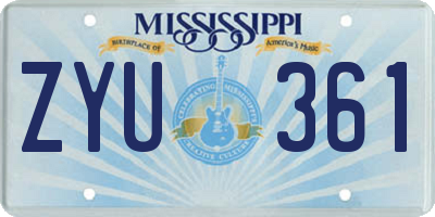 MS license plate ZYU361