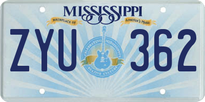 MS license plate ZYU362