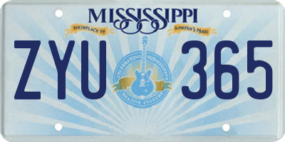MS license plate ZYU365