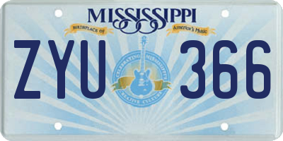 MS license plate ZYU366