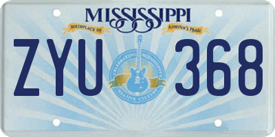 MS license plate ZYU368