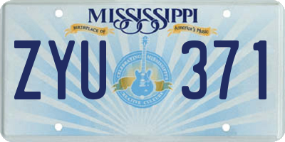 MS license plate ZYU371