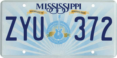 MS license plate ZYU372