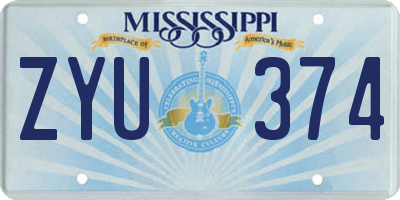 MS license plate ZYU374