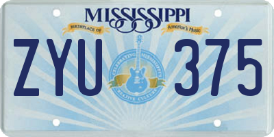 MS license plate ZYU375
