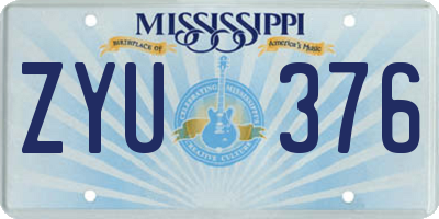 MS license plate ZYU376