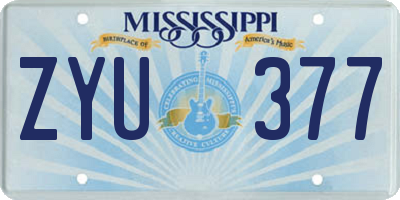 MS license plate ZYU377
