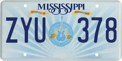 MS license plate ZYU378