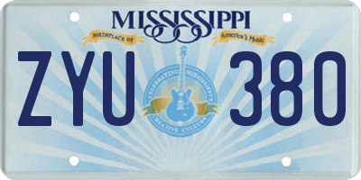 MS license plate ZYU380