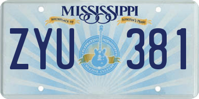 MS license plate ZYU381