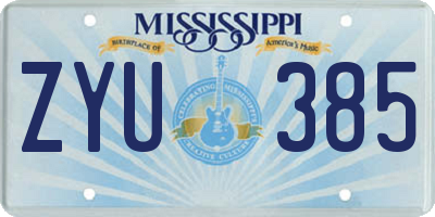 MS license plate ZYU385