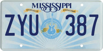 MS license plate ZYU387