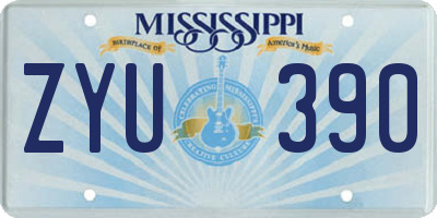 MS license plate ZYU390