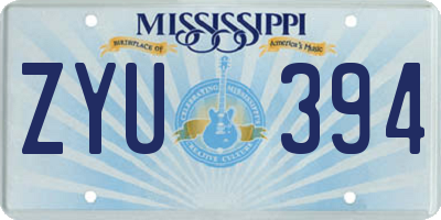 MS license plate ZYU394