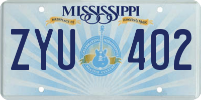 MS license plate ZYU402