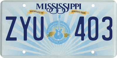 MS license plate ZYU403