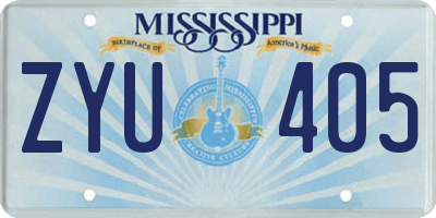 MS license plate ZYU405