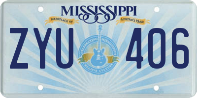 MS license plate ZYU406