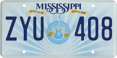 MS license plate ZYU408