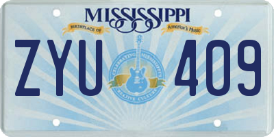 MS license plate ZYU409