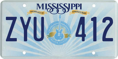 MS license plate ZYU412