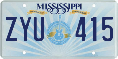 MS license plate ZYU415