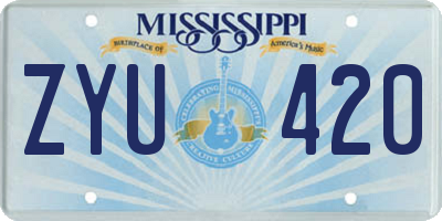 MS license plate ZYU420