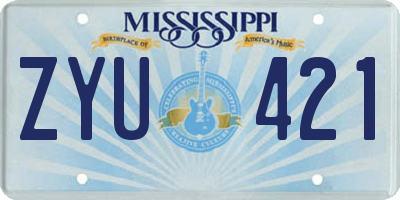 MS license plate ZYU421