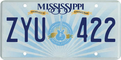 MS license plate ZYU422