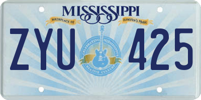 MS license plate ZYU425