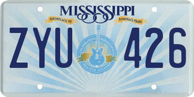 MS license plate ZYU426