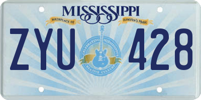 MS license plate ZYU428