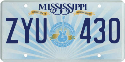 MS license plate ZYU430