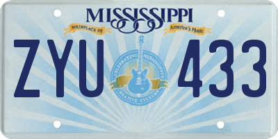 MS license plate ZYU433