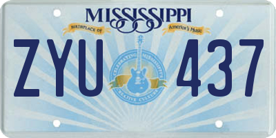 MS license plate ZYU437